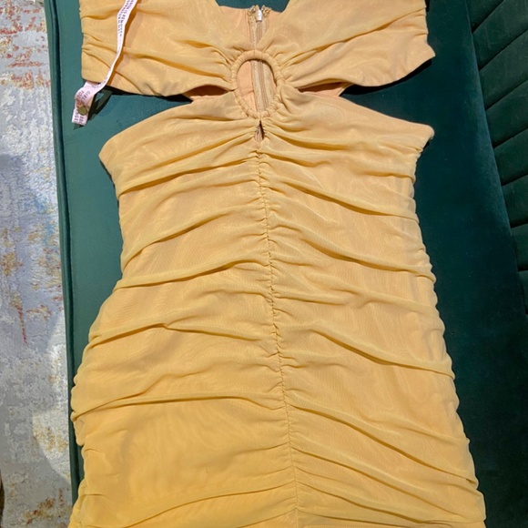 OH POLLY CUT OUT HALTER MINI DRESS IN BEIGE - Picture 2 of 2